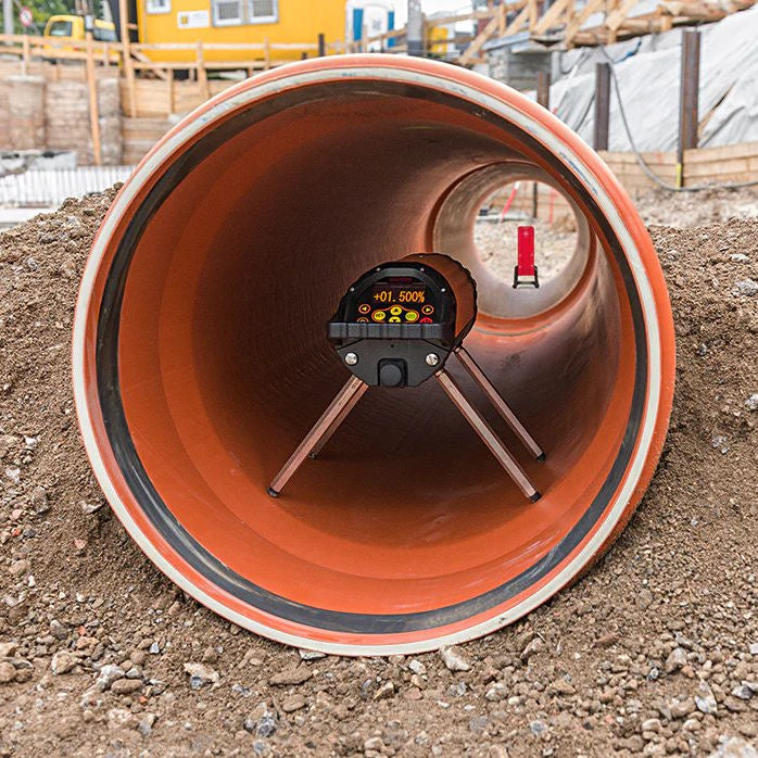 geo-FENNEL FKL 55 Green Beam Pipe Laser Level in use at a Construction Site