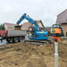 Geo Fennel FL 105H Horizontal Rotating Laser mounted on a pole and used on a construction site