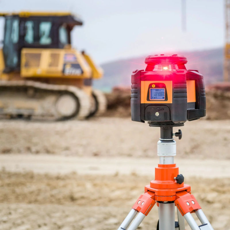 Geo Fennel FL 155 H-G Rotating Level Laser at a construction site on top of a tripod