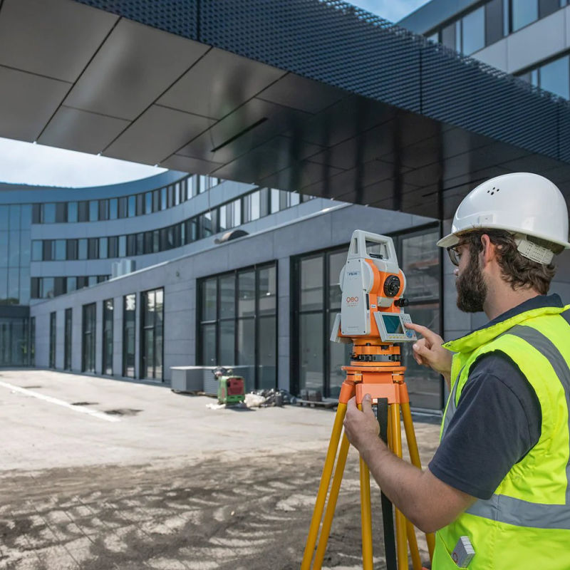 geo-FENNEL FTS 310 surveying Total Station in use at a construction site