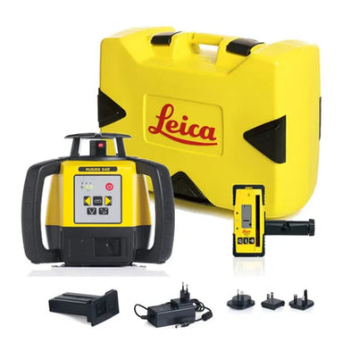 Leica Rugby 640 Rotary Laser Level Kit with batteries, laser receiver and hard case