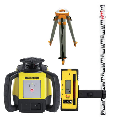 Leica Rugby 610 Rotating Laser Level kit with Leica Rod-Eye 120 Laser Receiver, Leica 3m Levelling Staff and Aluminium Tripod