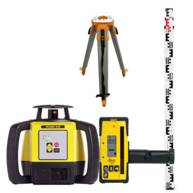 Leica Rugby 620 Rotating Laser Level Kit with Rod-Eye 160 Laser Receiver, Levelling Staff and Tripod