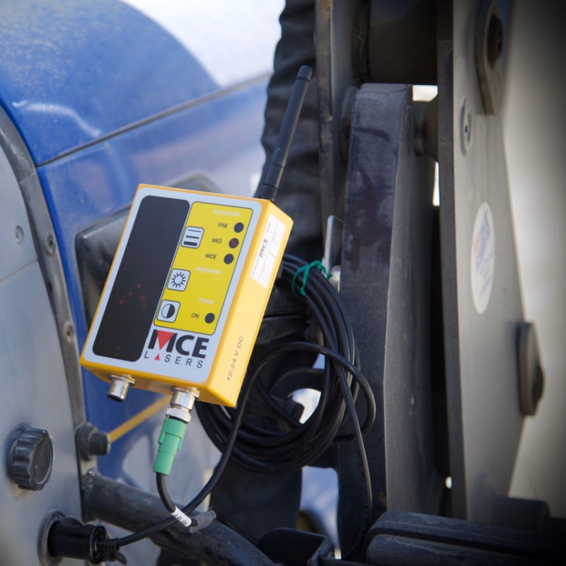 MOBA Display Unit DB UNI PRO for Laser Receiver attached to an excavator
