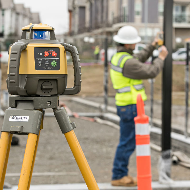 Topcon RL-H5A Rotating Laser Level at a Construction Site