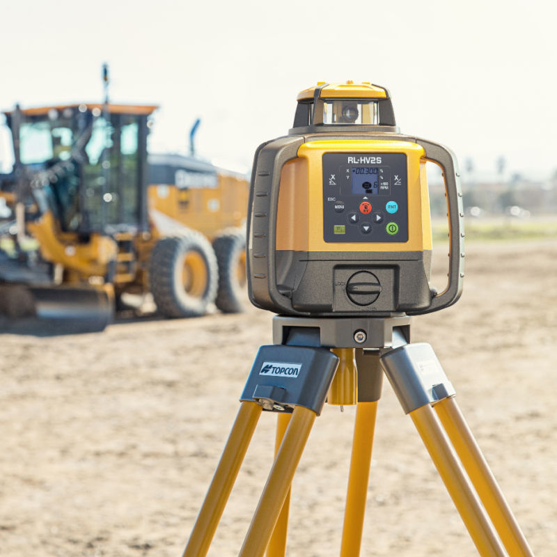 Topcon RL-HV2S Dual Grade Rotary Laser at a Construction Site