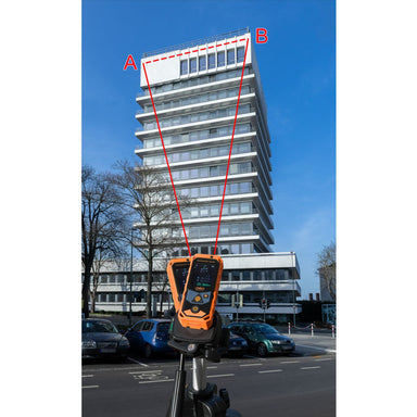 geo-FENNEL GeoDIST 100-Touch Distance Laser Meter in use on a tripod