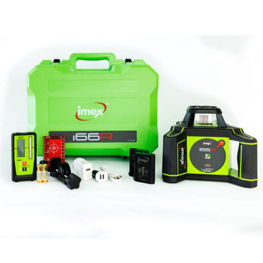 iMEX i66R Red Beam Rotary Laser Level kit with receiver and case