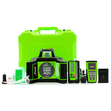 iMEX i88G Green Beam Rotary Laser Level kit with receiver, remote and carry case